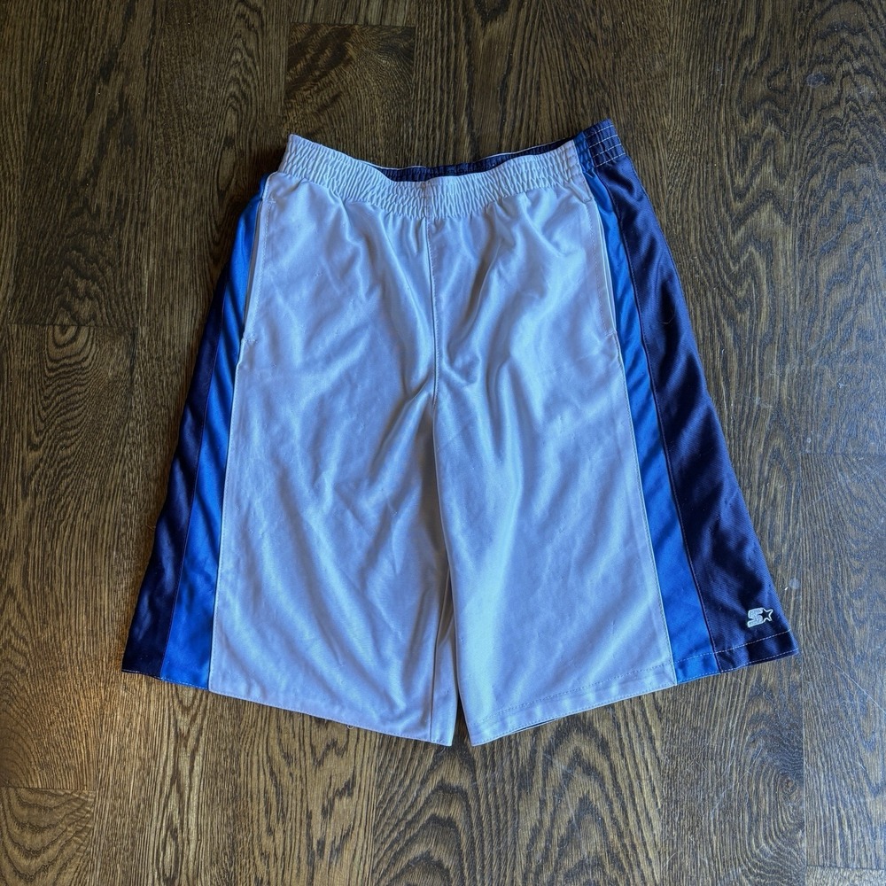 Vtg Y2K Starter Reversible Basketball Shorts Mens M White Dazzle Navy Mesh Baggy